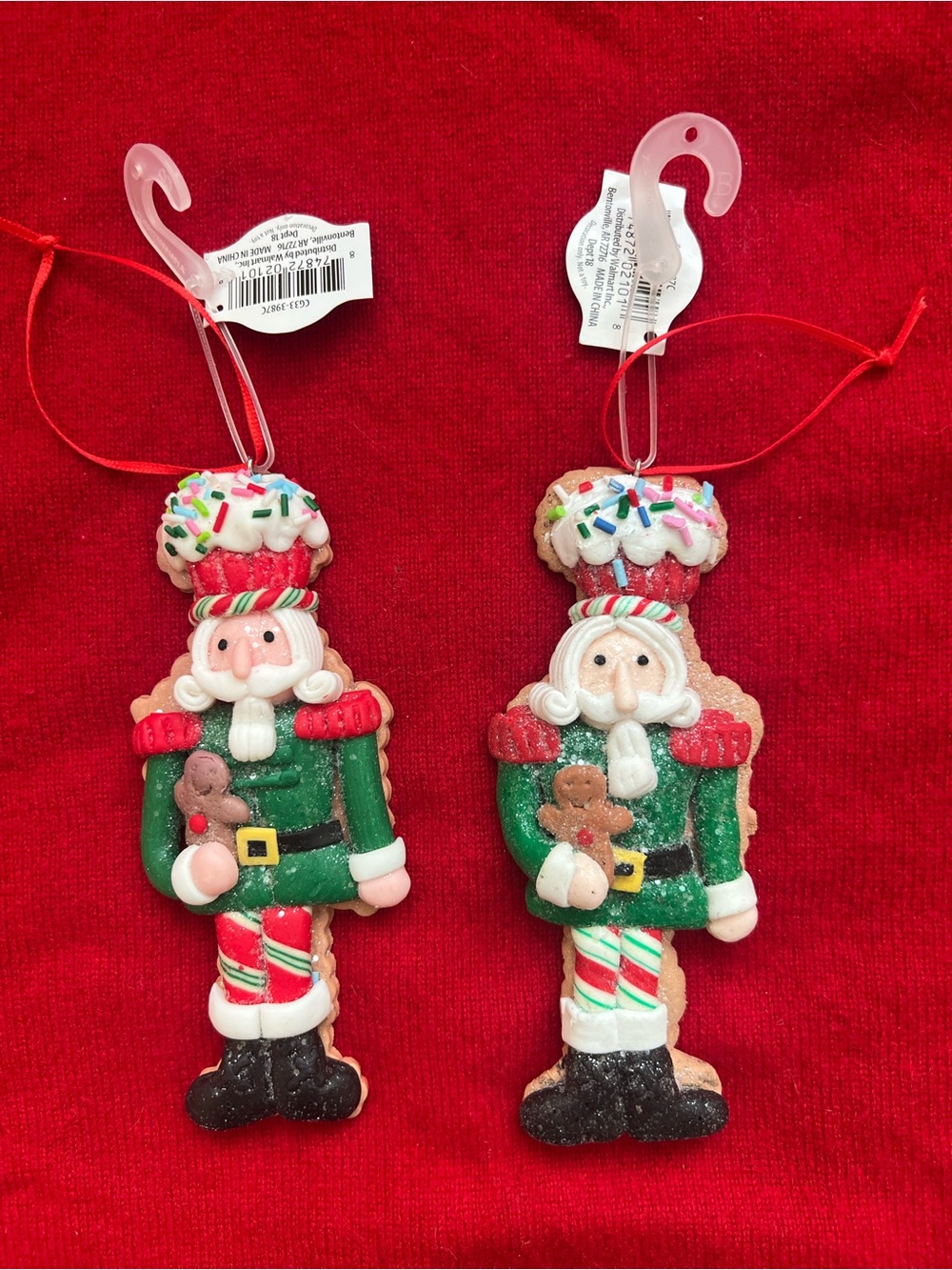 Holiday Time Nutcracker Soldier Ornaments Set of 2 Gingerbread Cupcake